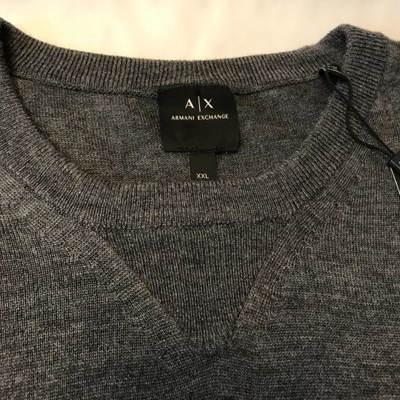 A|X Armani Exchange Men's Sweater Virgin Wool Grey Size 2XL 8NZM3A ZM8AZ NEW $90 - Picture 9 of 13